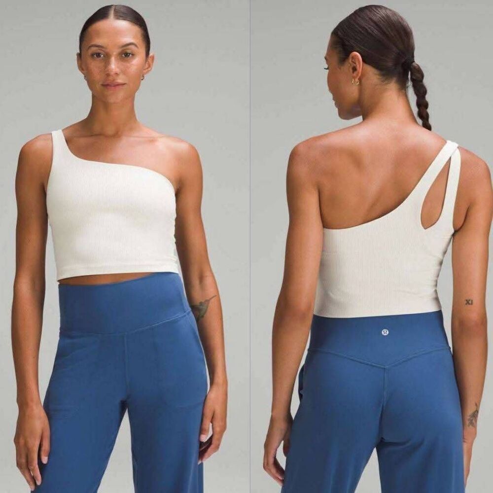 Lululemon Tank Top Women's 0 White Ribbed Nulu Asymmetrical Yoga Sleeveless‎
